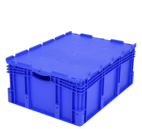 BITO Bac gerbable norme Europe de grand volume, bleu, capacité 128 l, couvercle à charnière