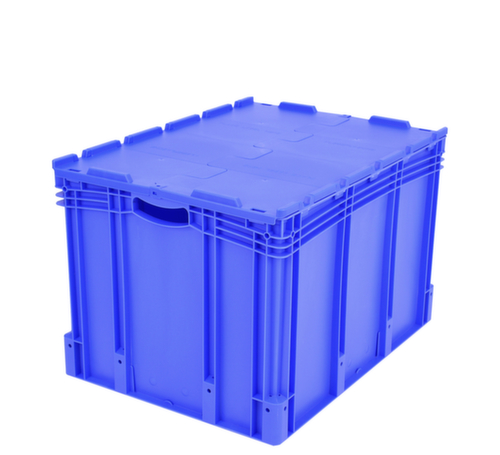 BITO Bac gerbable norme Europe à double fond, bleu, capacité 206 l, Couvercle à charnière en 2 parties