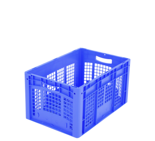 BITO Bac gerbable norme Europe avec double fond nervuré + parois + fond ajourés, bleu, capacité 62 l