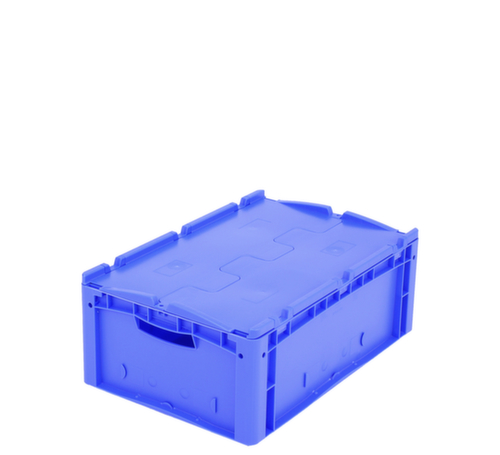 BITO Bac gerbable norme Europe, bleu, capacité 43 l, Couvercle à charnière en 2 parties