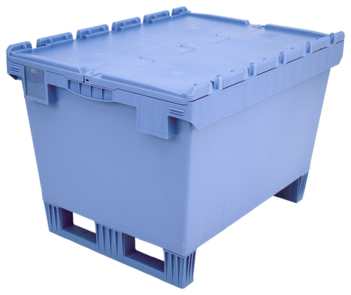 BITO Conteneur consigné de grand volume à fond nervuré + patins, capacité 147 l, couvercle crocodile