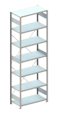 META système d'étagères sans vis CLIP, hauteur x largeur x profondeur 3000 x 1056 x 536 mm, 7 tablettes