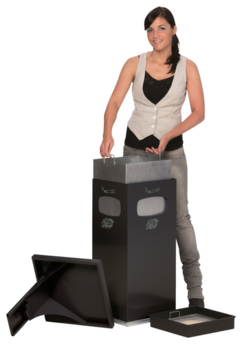 VAR Cendrier poubelle avec 3 ouvertures d'introduction, anthracite