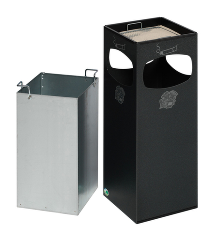 VAR Cendrier poubelle avec 4 ouvertures d'introduction, argent antique