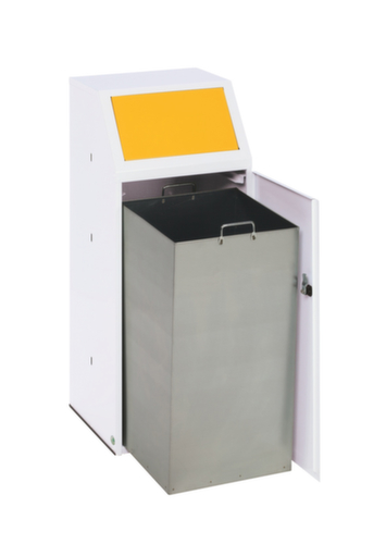 VAR Collecteur de déchets recyclables avec porte d'entrée, 69 l, RAL9016 blanc signalisation, couvercle jaune
