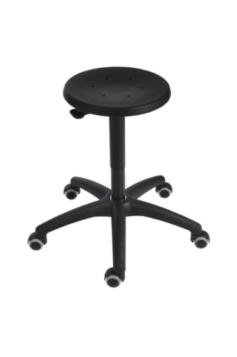 Tabouret pivotant, assise noir, roulettes