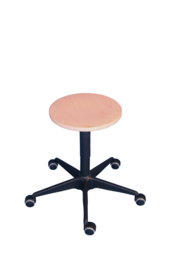 Tabouret pivotant, assise hêtre, roulettes