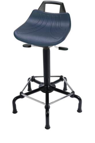 Tabouret pivotant, assise bleu, patins