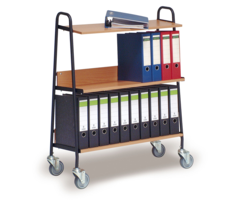 Chariot pour classeurs pour 20 classeurs, force 120 kg, 3 plateaux