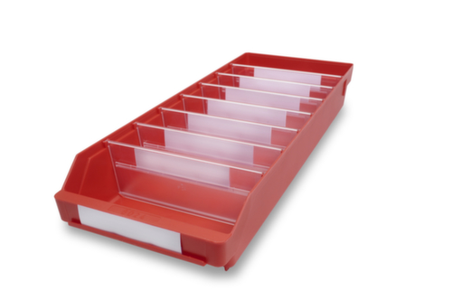 Bac compartimentable à bec, rouge, profondeur 600 mm