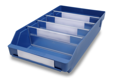 Bac compartimentable à bec, bleu, profondeur 400 mm