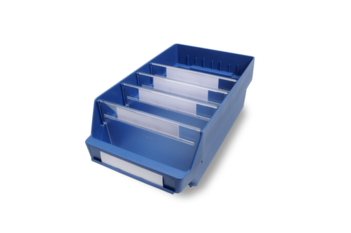 Bac compartimentable à bec, bleu, profondeur 400 mm