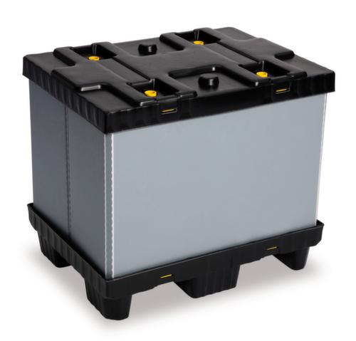 Walther Faltsysteme Bac repliable pour palettes particulièrement léger, capacité de gerbage 500 kg, 6 pieds, longueur x largeur 800 x 600 mm