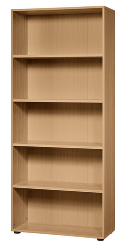 Rayonnage de bureau Sina avec paroi arrière, largeur 800 mm, 5 HC, hêtre