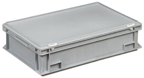 Conteneur Euronom avec couvercle à charnière, gris, HxLxl 165x600x400 mm