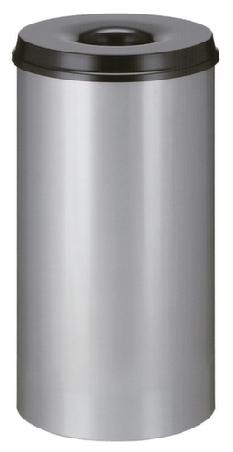 Corbeille à papier autoextinguible en acier, 50 l, alu, partie supérieure noir