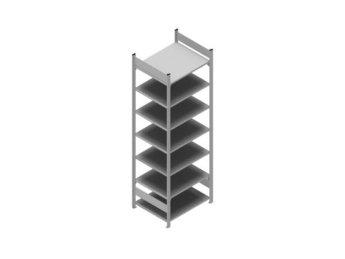 hofe Etagère à dossiers sans vis pour une utilisation des deux côtés, 7 tablettes, RAL9006 aluminium blanc
