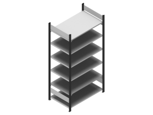 hofe Etagère à dossiers sans vis pour une utilisation des deux côtés, 6 tablettes, RAL7016 gris anthracite/RAL9006 aluminium blanc