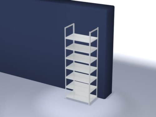 hofe Etagère à dossiers à visser pour une utilisation des deux côtés, 7 tablettes, RAL7035 gris clair
