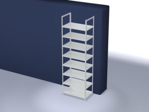 hofe Etagère à dossiers à visser pour une utilisation des deux côtés, 8 tablettes, RAL7035 gris clair