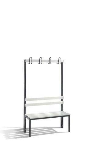 C+P Banc vestiaire gris noir avec crochets et lames PVC