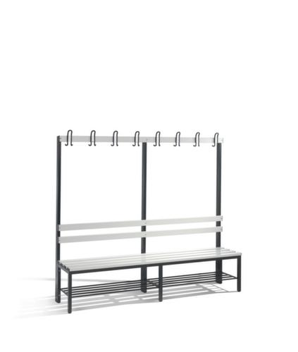 C+P Banc vestiaire gris noir avec crochets et lames PVC