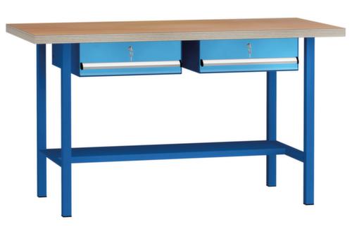 KLW Lutz Établi avec panneau multiplis, 2 tiroirs, 1/2 tablette