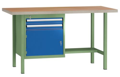 KLW Lutz Établi avec panneau multiplis, 2 tiroirs, 1/2 tablette