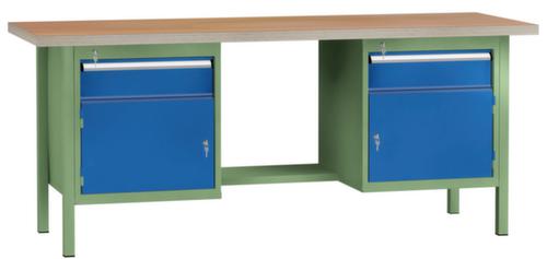 KLW Lutz Établi avec panneau multiplis, 2 tiroirs, 2 armoires, 1/2 tablette