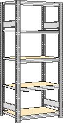 regalwerk Rayonnage sans boulons à plateaux agglomérés avec tablettes, hauteur x largeur x profondeur 2000 x 931 x 426 mm, 5 tablettes