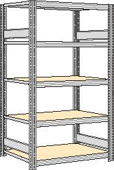 regalwerk Rayonnage sans boulons à plateaux agglomérés avec tablettes, hauteur x largeur x profondeur 2000 x 1341 x 600 mm, 5 tablettes