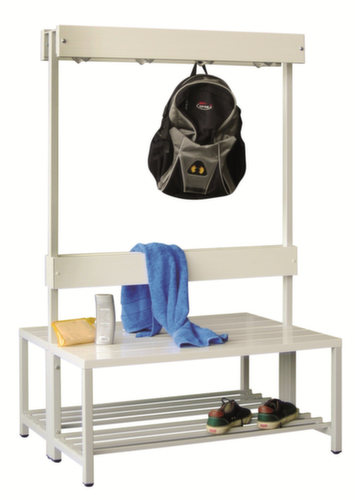 PAVOY Banc de vestiaire Basis RAL7035 avec crochets et bandes en plastique