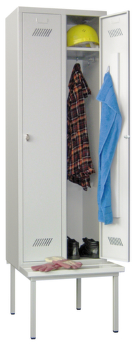 PAVOY Armoire vestiaire Basis avec banc + 2 compartiments, largeur de compartiment 300 mm