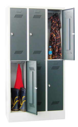 PAVOY Armoire vestiaire à deux niveaux Basis avec 3x2 compartiments, largeur de compartiment 300 mm