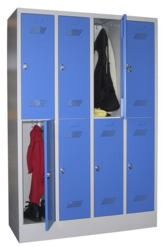 PAVOY Armoire vestiaire à deux niveaux Basis avec 4x2 compartiments, largeur de compartiment 300 mm