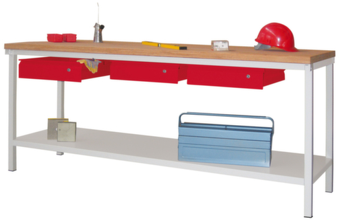 PAVOY Établi avec différents soubassements, 3 tiroirs, 1 tablette