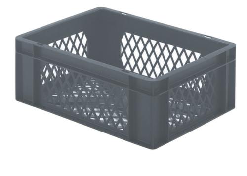 Bac gerbable norme Europe parois + fond ajourés, gris, capacité 15 l