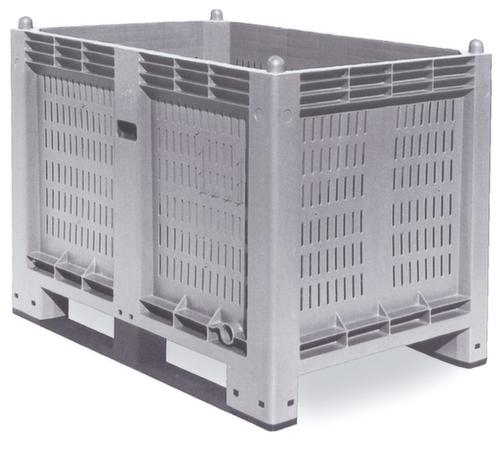 Grandes parois de conteneurs perforées, capacité 550 l, gris, 2 patins