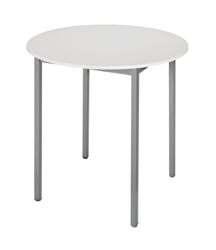Table polyvalente ronde tube carré, Ø 800 mm, panneau gris clair
