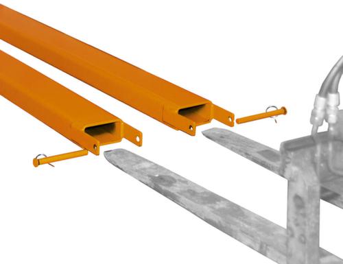 Bauer Rallonge de fourche avec dessous ouvert, RAL7021 gris noir, pour section de dent hauteur x largeur 50 x 150 mm