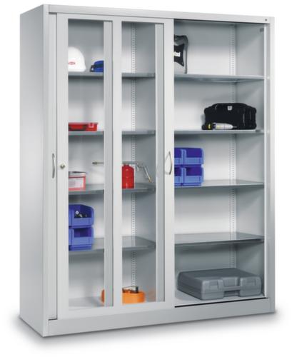C+P Armoire d'atelier ERGO gris clair avec portes coulissantes vitrées, largeur 1200 mm