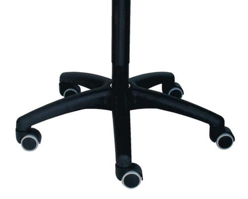 Tabouret pivotant, assise noir, roulettes