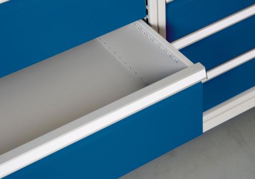 Bedrunka + Hirth Etabli avec plateau en hêtre massif Piétement en plusieurs couleurs, 4 tiroirs, 4 armoires