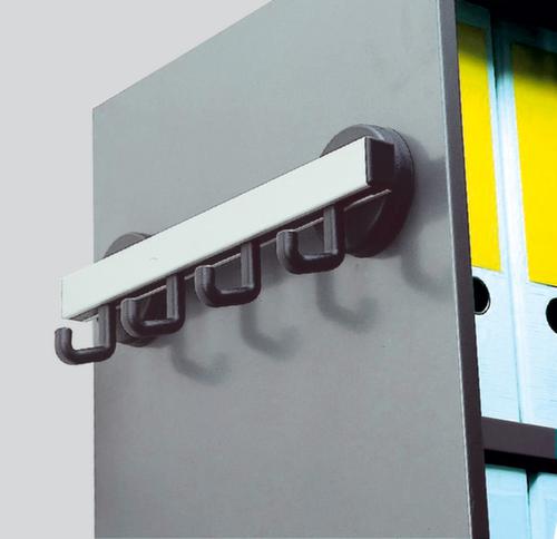 van Esch Armoire magnétique, avec 4 crochets portemanteaux, aluminium/RAL9005 noir foncé