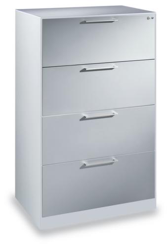 C+P Armoire pour dossiers suspendus deux rangées Asisto, 4 extensions, gris clair/gris clair