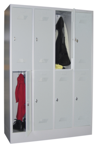 PAVOY Armoire vestiaire à deux niveaux Basis gris clair avec 4x2 compartiments, largeur de compartiment 300 mm