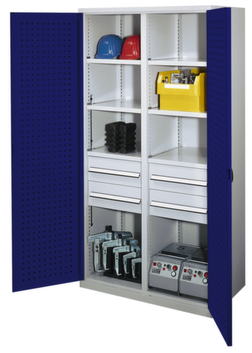 Kappes Armoire robuste en panneaux perforés RasterPlan® extra profonds + avec cloison centrale, 4 tiroir(s)