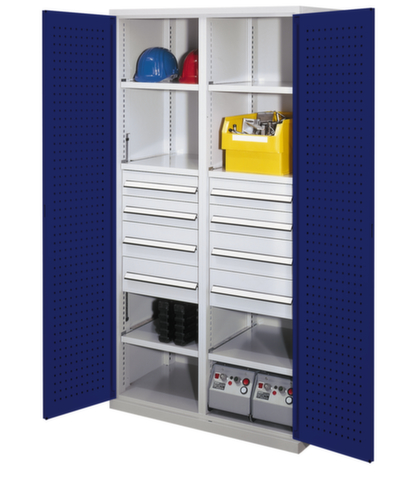 Kappes Armoire robuste en panneaux perforés RasterPlan® extra profonds + avec cloison centrale, 8 tiroir(s)