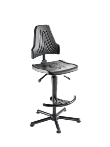 meychair Siège d'atelier haut Workster Komplex W19-25-H-PU-FS3 charge max. 150 kg, assise mousse PU noir, avec patins