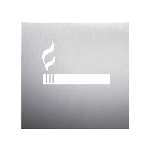 Plaque de porte avec pictogramme en acier inoxydable, « zone fumeurs »
